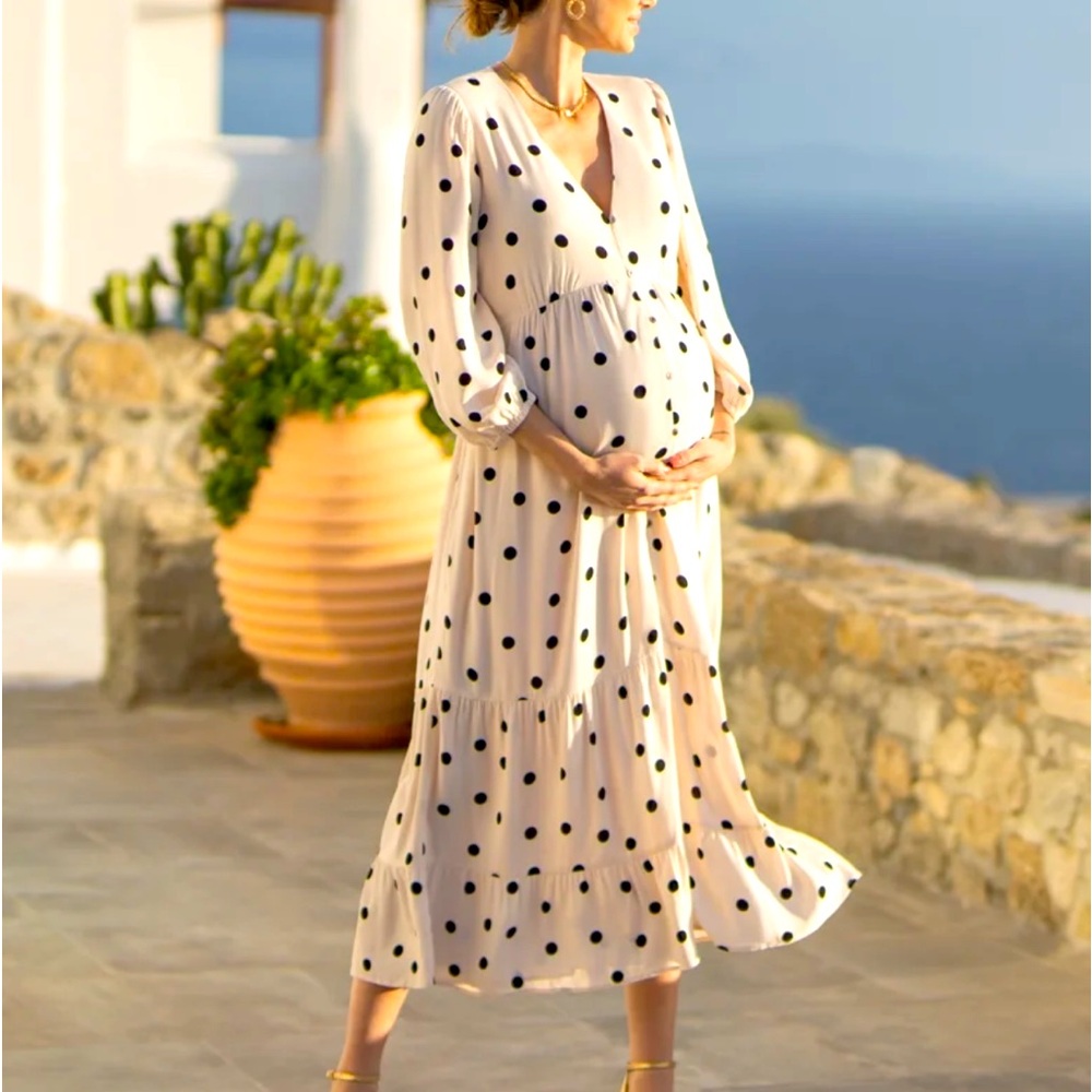 Seraphine Ivory and Black Polka Dot Maxi Dress Size 4